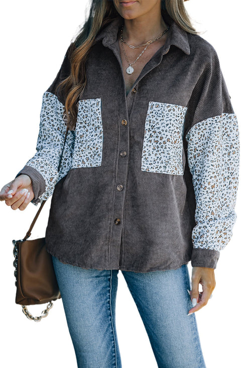 Patchwork Corduroy Buttoned Shirt Jacket